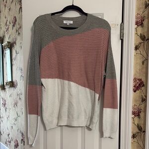 Chaps Women's Colorblock Sweater - Pink, Gray, and White